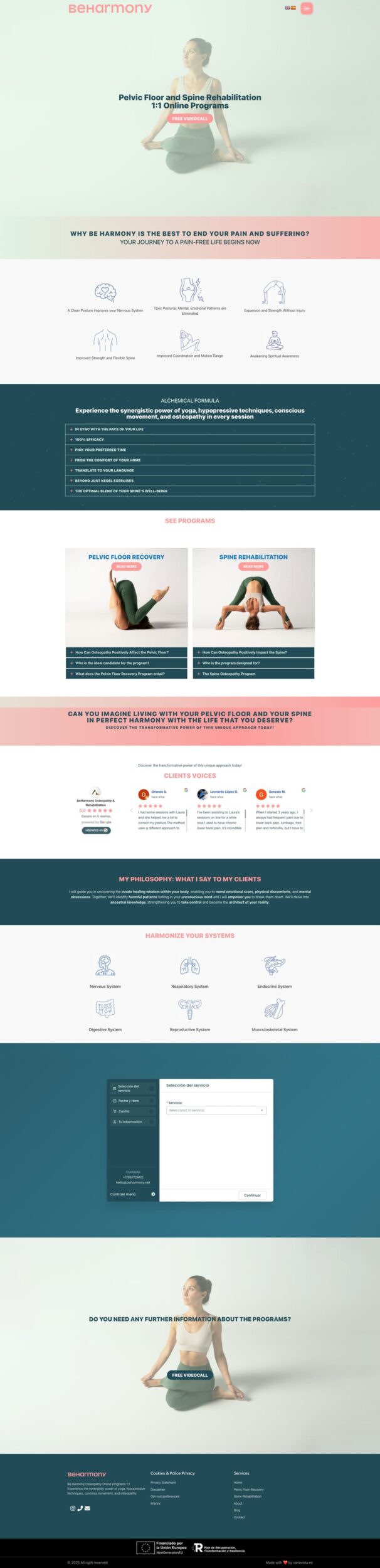 Mock-up responsive del sitio BeHarmony diseñado por Variavista