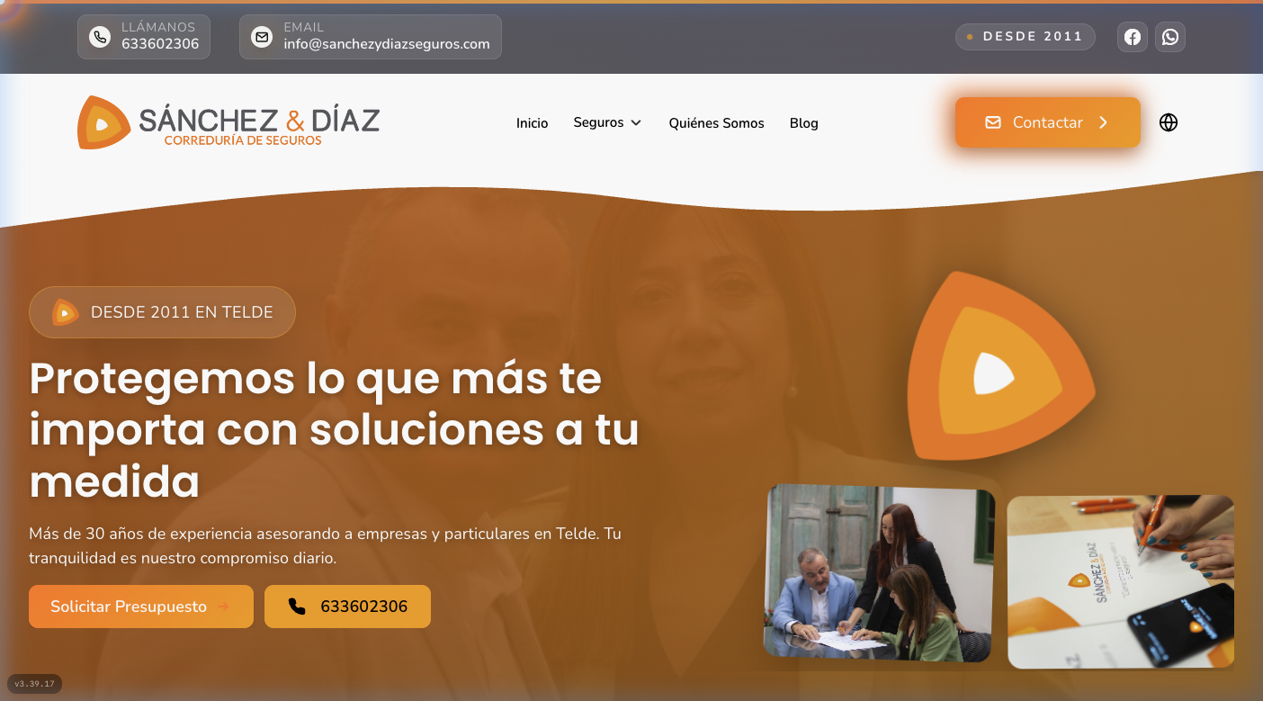 Diseño web para Sánchez y Díaz Seguros - correduría de seguros en Telde por Variavista
