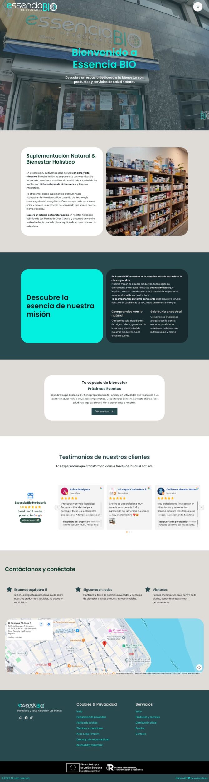 Diseño web para Essencia BIO - herbolario y centro holístico en Las Palmas por Variavista