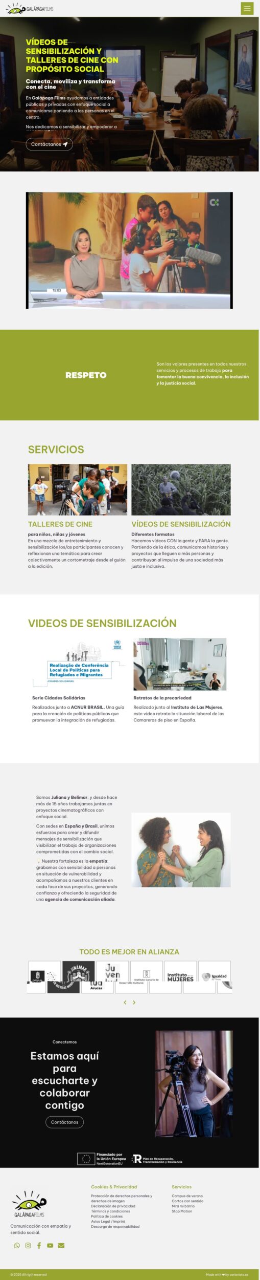 Diseño web para Galápaga Films - productora audiovisual en Canarias por Variavista