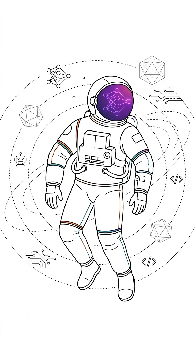 Astronauta Variavista — digitalización de autoescuelas con IA | ilustración de Digitalización de autoescuelas con IA agéntica