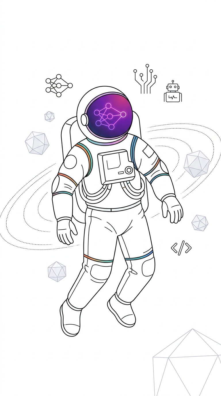 Astronauta Variavista — IA agéntica para asesorías | ilustración de IA Agéntica para Asesorías: Cómo Reducir un 90% el Tiempo