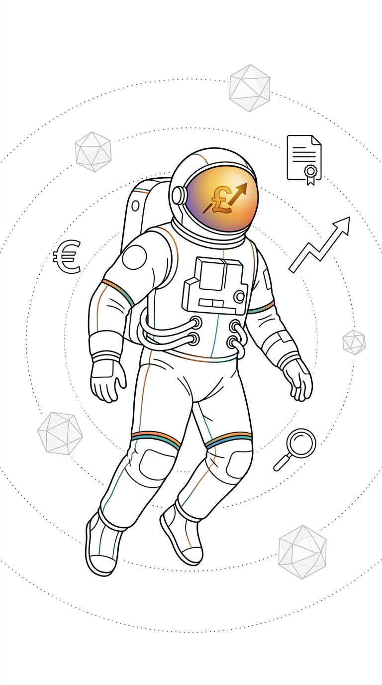 Astronauta Variavista — RIS3 Ampliada 2026 | ilustración de RIS3 Ampliada 2026: subvention del 100% para innovacion en pymes